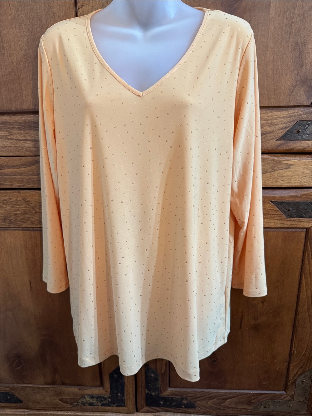 Antthony V-Neck Long Sleeve Top - Peach Size Large NWT